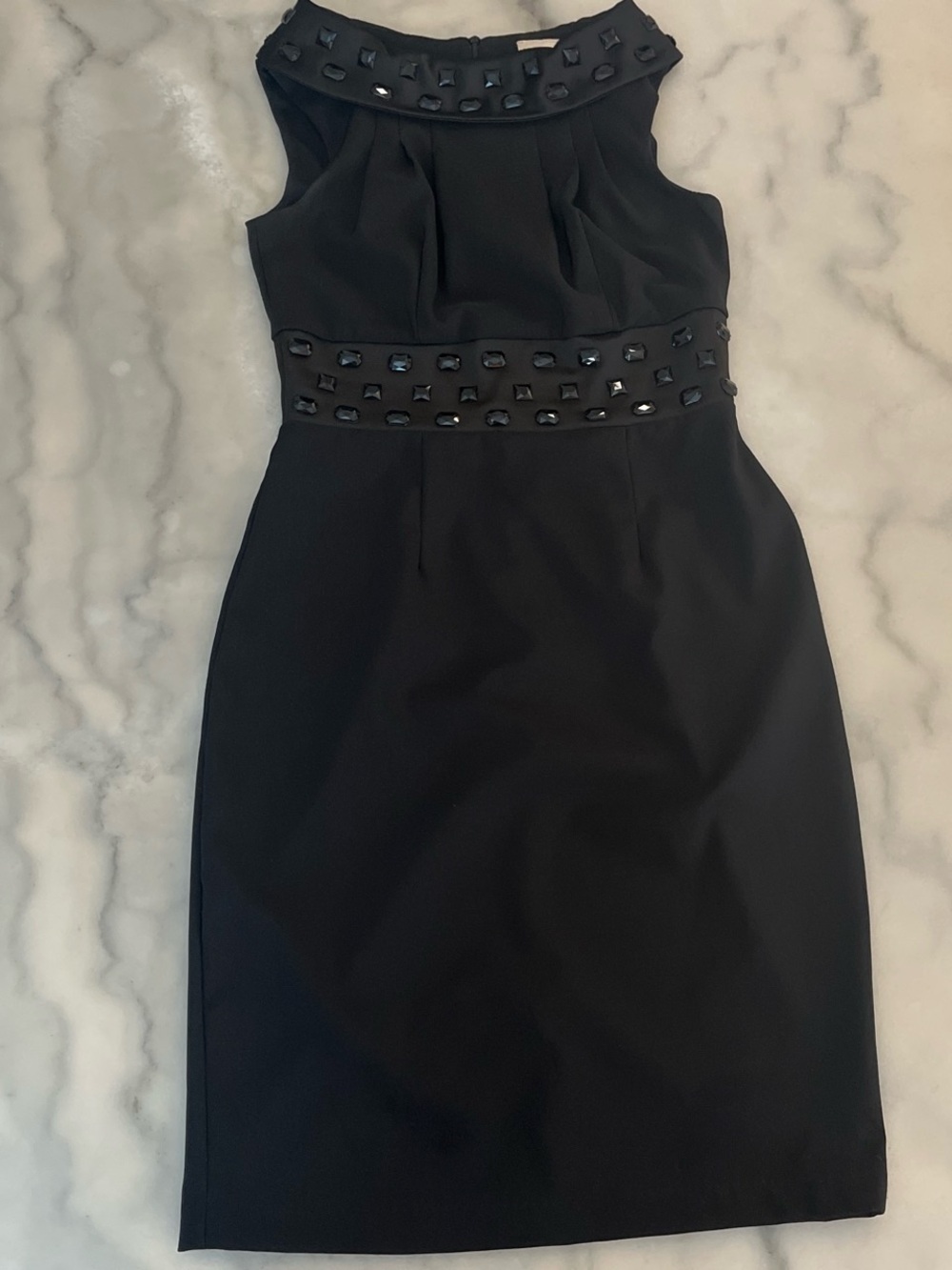 Roulette Black Beaded Midi Sheath Dress